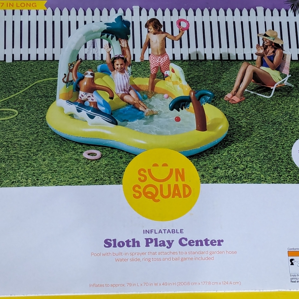 New Kids' Sloth Play Center Inflatable Pool - Sun Squad